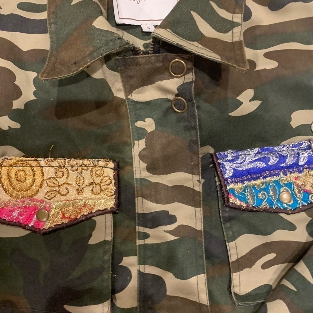 Beautiful stories camo military embellished jacket size S - Picture 4 of 12